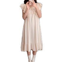 Pajamas with breast pads for women summer 2024 new loose and cute princess style anti-bulge pajamas home clothes can be worn outside