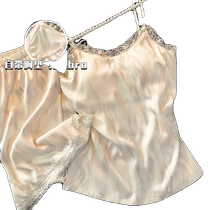 Ice silk suspender pajamas with chest pads for women 2024 new summer high-end vest home wear set can be worn outside