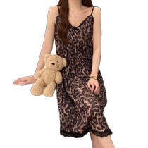 Integrated suspender nightgown with chest pad for women summer thin high-end womens summer long skirt sexy pajamas home wear