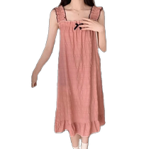 Pajamas with breast pads for women 2024 summer thin cute internet celebrity vest nightgown sweet sleeveless home clothes can be worn outside