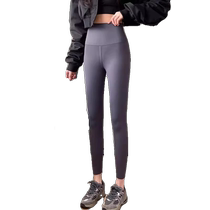 Brown shark pants womens outer wear autumn and winter thickened velvet high waist hip leggings tight tummy control yoga Barbie pants