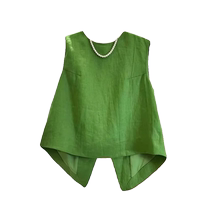 White cotton and linen vest for womens summer outerwear Korean style ins style design niche loose waistcoat linen sleeveless top