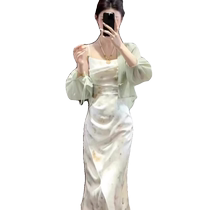 New Chinese style disc buckle sun protection clothing tulle outer wear for women in summer with suspender skirt and shawl small coat thin cardigan