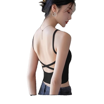 Beautiful back vest bra one-piece cross-strap feminine slim black short style bandeau bra with breast pads