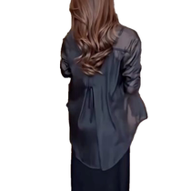 Ice silk sun protection cardigan jacket for women summer thin style with suspender skirt and blouse sun protection shirt chiffon top