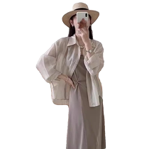 Tencel sunscreen shirt for women summer thin shirt with skirt and suspenders new Chinese style top and blouse