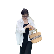 White French Tencel Sunscreen Shirt for Women Summer Thin Temperament Shirt Cardigan with Skirt and Suspender Top