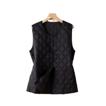 Womens autumn and winter new style rhombus thickened warm down vest vest jacket with light down lining inside the coat