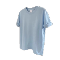 Pure cotton baby blue short-sleeved t-shirt for women 2024 new summer fashion fashion versatile solid color temperament small shirt t-shirt top
