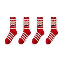 4 pairs of gift boxed red socks for women in the year of the animal autumn and winter mid-calf socks pure cotton year of the dragon boneless socks red stockings