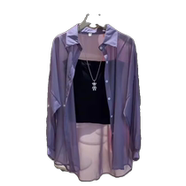 Gray vermilion gauze chiffon sunscreen shirt for women summer thin outer shirt blouse top jacket ice silk cardigan