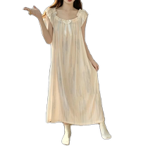 Ice Silk Pajamas Womens Summer 2024 New Loose Large Size Maternity Dress Long Sleeveless Suspender Nightgown Home Clothes