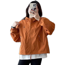Orange sun protection jacket for women spring and summer new fashion loose casual versatile jacket thin top