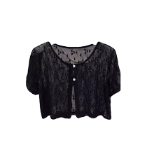 Round neck lace sun protection short-sleeved cardigan thin womens summer suspender skirt with blouse and high-end mesh shawl