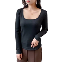 Thermal clothing womens autumn and winter low-neck tight-fitting heated plus velvet cotton sweater bottoming thickened one-piece velvet thermal underwear autumn clothing