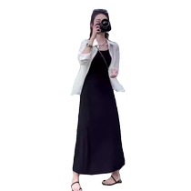 White ice silk sun protection shirt and jacket for women to wear in summer with suspender skirt and cardigan sun protection clothing and tulle outer wear