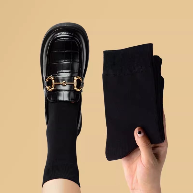 3 Pairs of Loafers, Socks for Women, Autumn and Winter Pure Cotton Mid-Calf Socks, Internet Celebrity Pile Socks with Small Leather Shoes 3 Pairs of Loafers, Socks for Women, Autumn and Winter Pure Cotton Mid-Calf Socks, Internet Celebrity Pile Socks with Small Leather Shoes