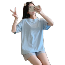 Pure cotton pajamas for women 2024 new summer short-sleeved short suits Korean style student girls home clothes can be worn outside