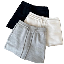 Gray skirt womens summer new high-waist slim A-line skirt casual versatile drawstring hip skirt sports short skirt