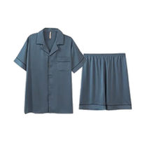 Pyjama dété en soie glacée pour hommes manches courtes satin de soie vêtements de maison pour jeunes costume vêtements dextérieur