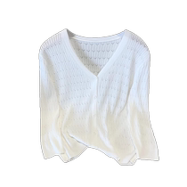 White ice silk knitted sun protection cardigan for women in summer thin style with suspender skirt and V-neck blouse top and shawl