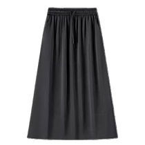 Acetate satin skirt womens summer new high-waist drape A-line skirt casual straight mid-length thin skirt