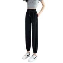 Ice silk sports pants for women in summer thin leg-tie bloomers high-waisted quick-drying anti-mosquito pants casual sweatpants sun protection pants