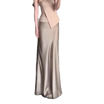 Silk satin acetate skirt womens summer high-end and elegant hip-hugging fishtail skirt small high-waisted long skirt