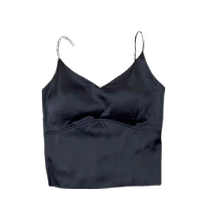 Mulberry silk camisole for women with padded V-neck acetate satin tube top short inner suit base shirt