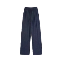 Dark Blue Tencel Jeans Womens Summer Thin High Waist Straight Leg Loose Ice Silk Large Legs Wide Leg Pants Floor-Mopping Pants