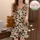 Pajamas with Breast Pads and Suspenders for Women, Summer Thin Woven Cotton Sweet Princess Style Outer Shorts Home Wear Set