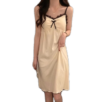 Sexy suspender nightgown for women summer woven cotton with chest pad womens lace home wear summer pajamas skirt