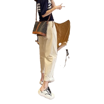 Carrot pants for women spring and summer new style small pants taller eight-quarter pants pear-shaped figure harem pants casual cropped pants