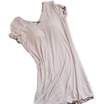 Modal nightgown with breast pad womens short-sleeved summer thin bra-free loose large size pajamas home clothes outer wear