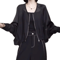 European bat sleeve black sun protection jacket for women summer new fashion niche light and breathable short jacket top