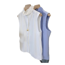 Stand-up collar ruffled sleeveless vest womens suit with bottoming shirt lace collar fake collar layered sleeveless shirt