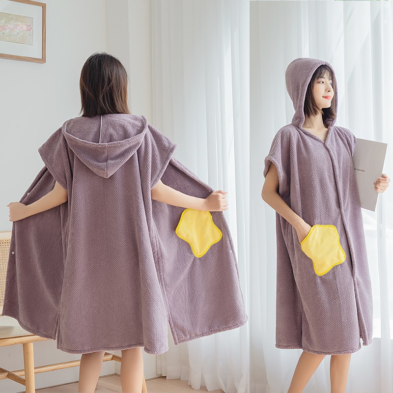 Bath towel cute absorbent quick-drying non-hair household non-cotton bathrobe can be worn can be wrapped in women's winter adult bath skirt