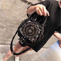 Hong Kong trendy brand leather hot diamond small backpack female Western style shoulder messenger bag cowhide wild female bag multi-purpose backpack