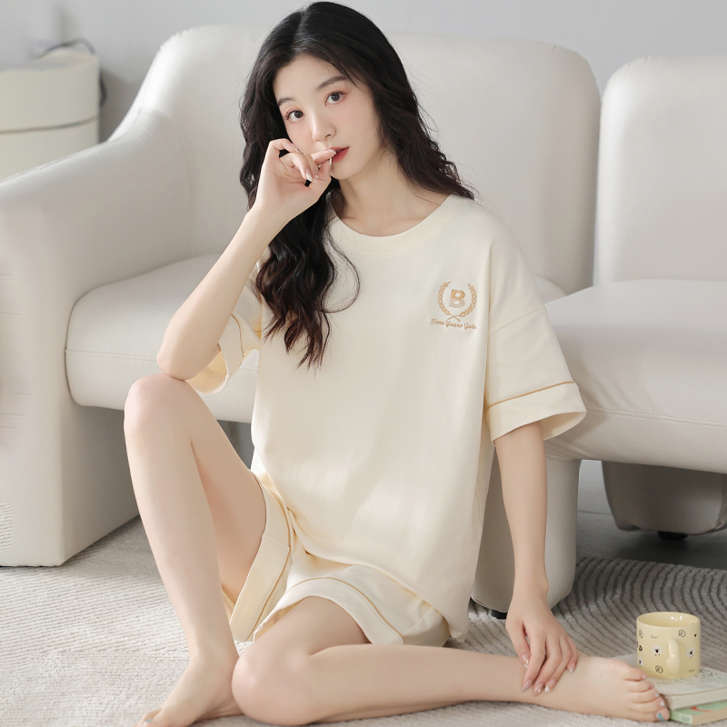 Pure Cotton Pajamas for Women, Summer 2026 New Style, Summer Soft Short-Sleeved Pants Set, Women's Loungewear That Can Be Worn Outside