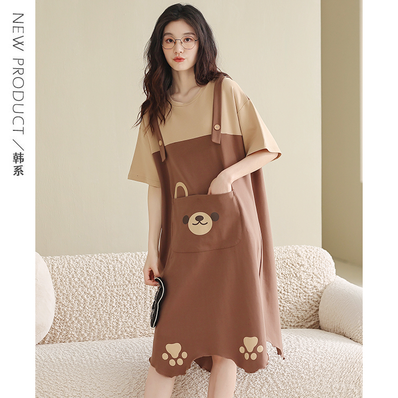 Pure Cotton Nightgown for Women, Summer 2026 New Style Dress, Fake Two-Piece, Plus Size Maternity Women's Pajamas, Women's Summer Style
