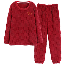 Mens pajamas mens winter coral velvet thickened velvet white and red animal year home clothes autumn and winter 2024 new style