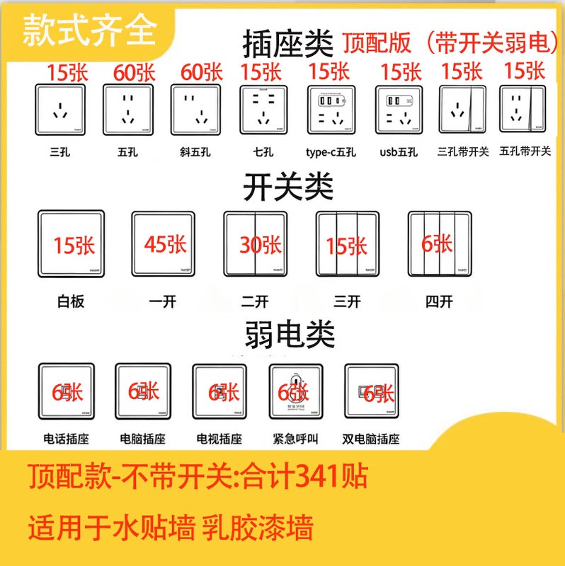 Water and Electricity Positioning Socket Simulation Sticky Note Tool, Socket Switch Installation Illustration Sticker, Ultra-Thick Sticker Water and Electricity Positioning Socket Simulation Sticky Note Tool, Socket Switch Installation Illustration Sticker, Ultra-Thick Sticker