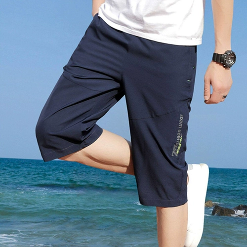 Летние черные легкие и тонкие шорты, дышащие штаны для отдыха, для мужчины среднего возраста