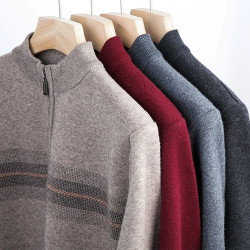袋鼠 Мужской демисезонный трикотажный удерживающий тепло базовый приятный телу свитер, для мужчины среднего возраста, увеличенная толщина