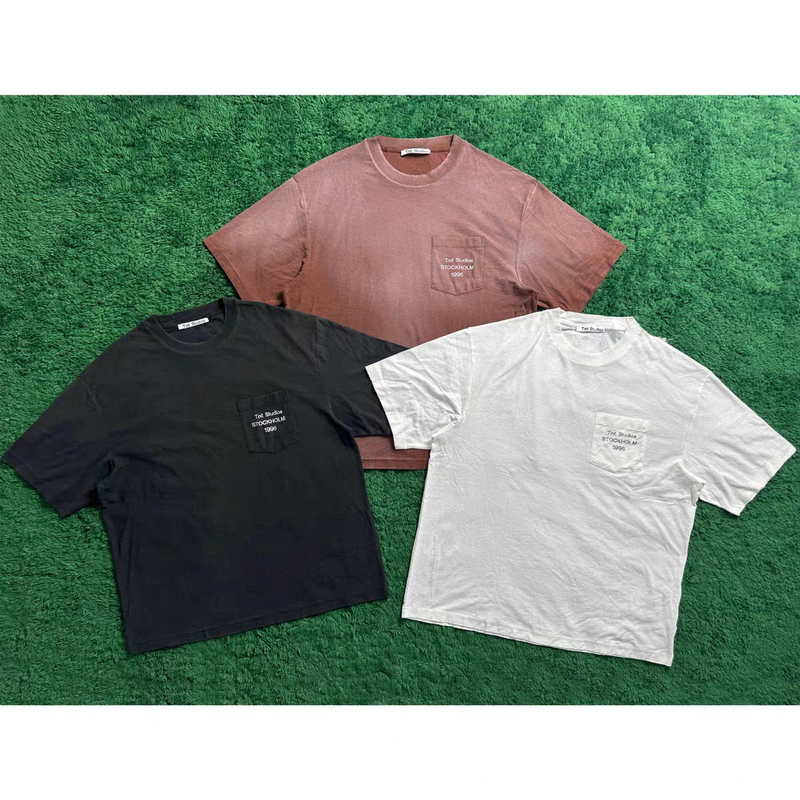 Blcgtnt 26Ss 1996 Pocket Print 85% Cotton 15% Linen Unisex Couple Loose Short-Sleeve T-Shirt Trendy