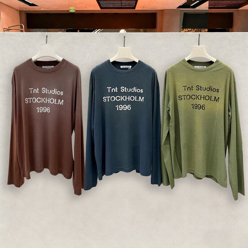 Blcgtnt New Color! 1996 Print 85% Cotton 15% Linen Long-Sleeve T-Shirt for Men and Women Couples