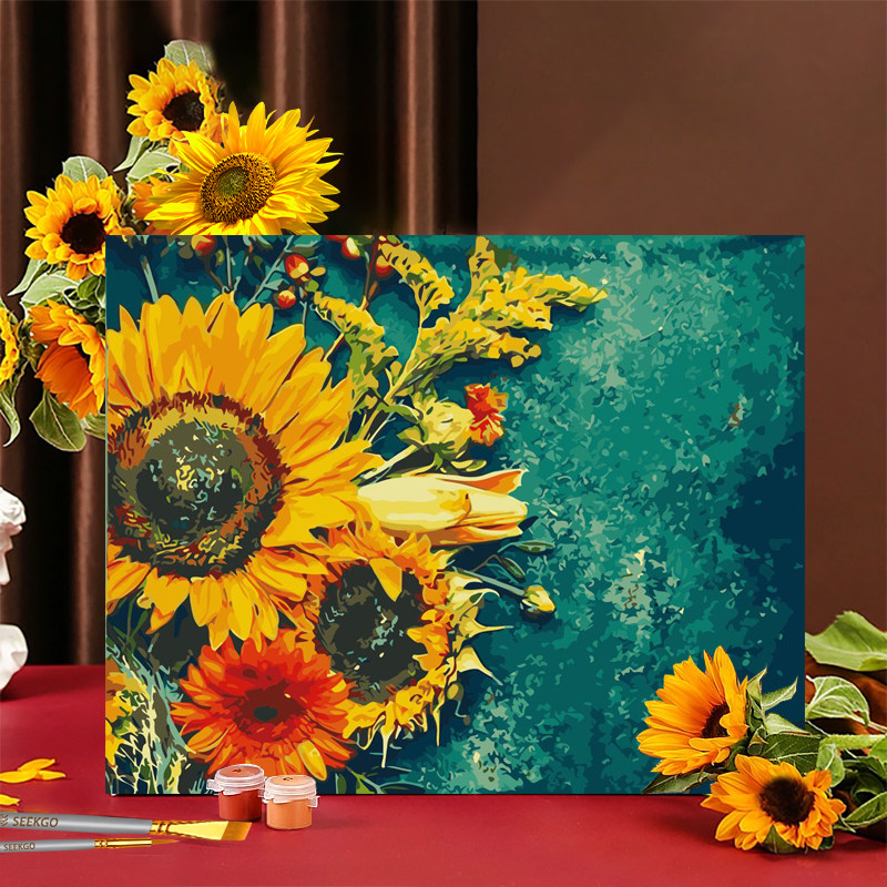 Digital Oil Painting Diy Fill Living Room Hand-painted color Painting Sunflower Artisanal painting Depressing Propylene Oil Color Decoration Painting-Taobao