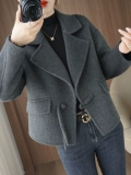 Демисезонный двусторонний кашемировый короткий пиджак классического кроя, шерстяное пальто, в корейском стиле, подходит для подростков