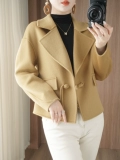 Демисезонный двусторонний кашемировый короткий пиджак классического кроя, шерстяное пальто, в корейском стиле, подходит для подростков