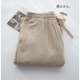 Vải cotton Nhật Bản vài bộ đồ ngủ mùa xuân và mùa thu mùa hè cotton tinh khiết gạc đôi phần mỏng nam và nữ quần dài quần ở nhà - Quần tây